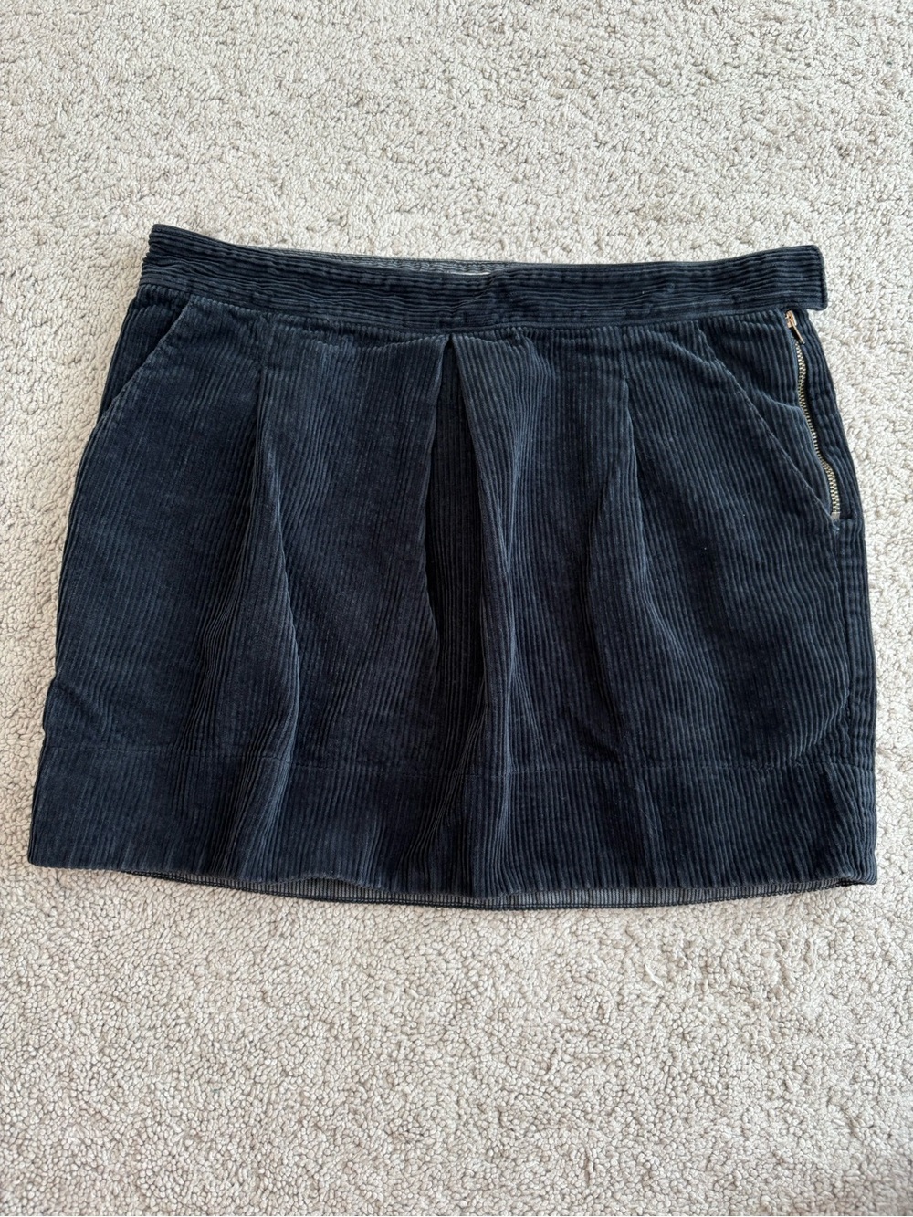 Madewell Navy Corduroy Pleated Mini Skirt, Women’s 26